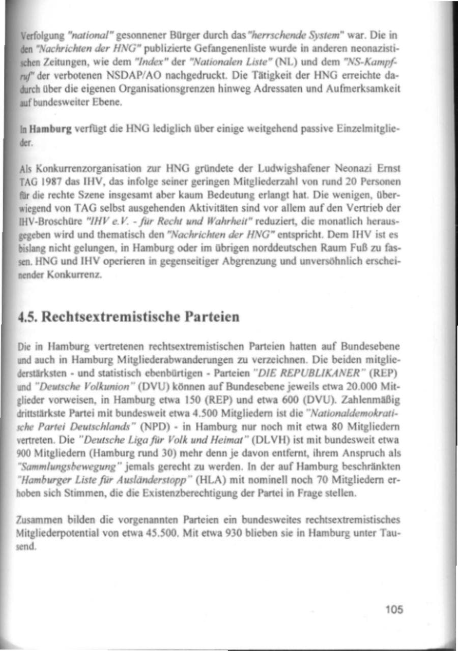 Seite 108 des Verfassungsschutzbericht 1994 Hamburg
