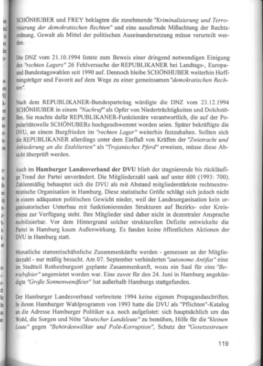 Seite 122 des Verfassungsschutzbericht 1994 Hamburg