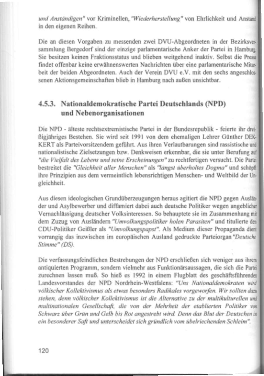 Seite 123 des Verfassungsschutzbericht 1994 Hamburg