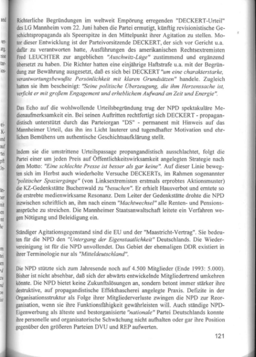 Seite 124 des Verfassungsschutzbericht 1994 Hamburg