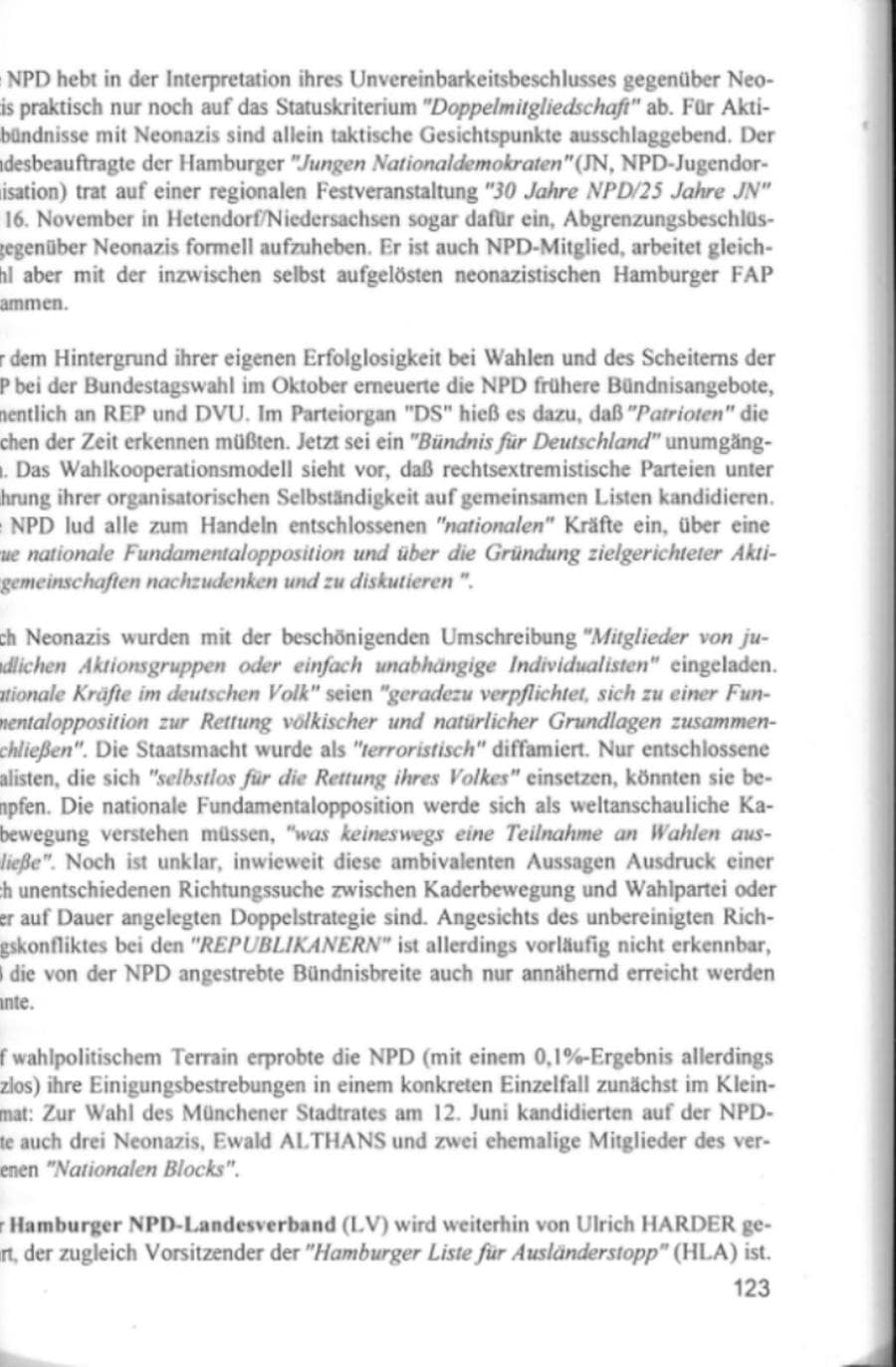 Seite 126 des Verfassungsschutzbericht 1994 Hamburg