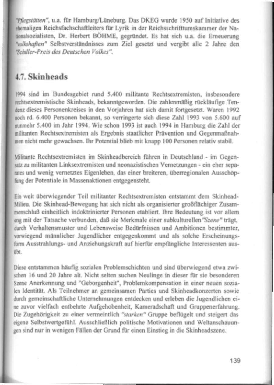 Seite 142 des Verfassungsschutzbericht 1994 Hamburg