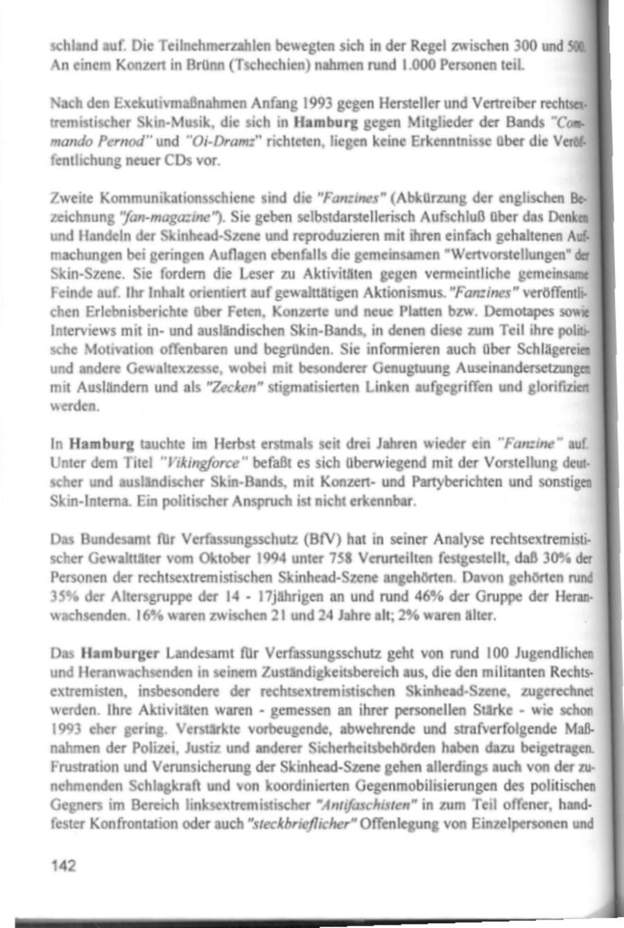 Seite 145 des Verfassungsschutzbericht 1994 Hamburg