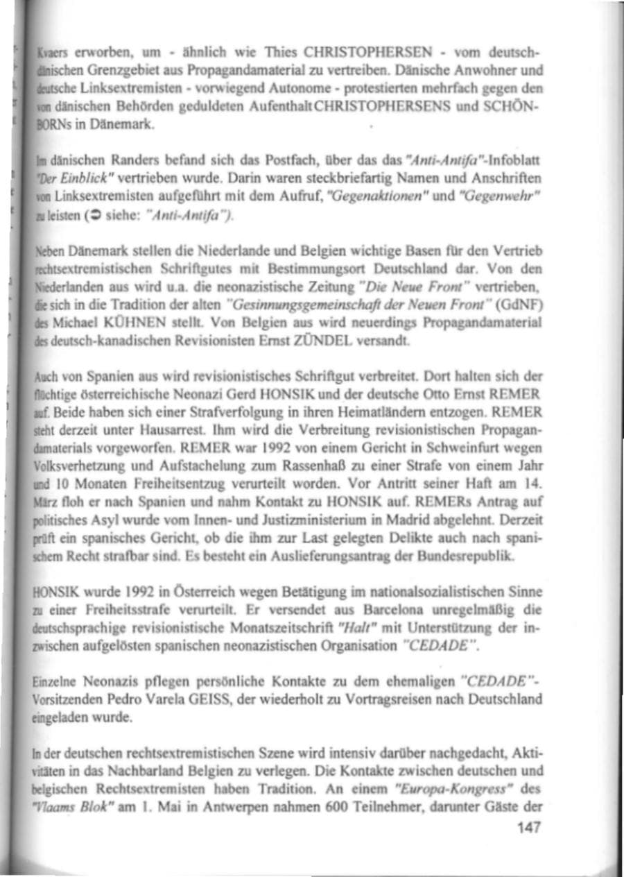 Seite 150 des Verfassungsschutzbericht 1994 Hamburg