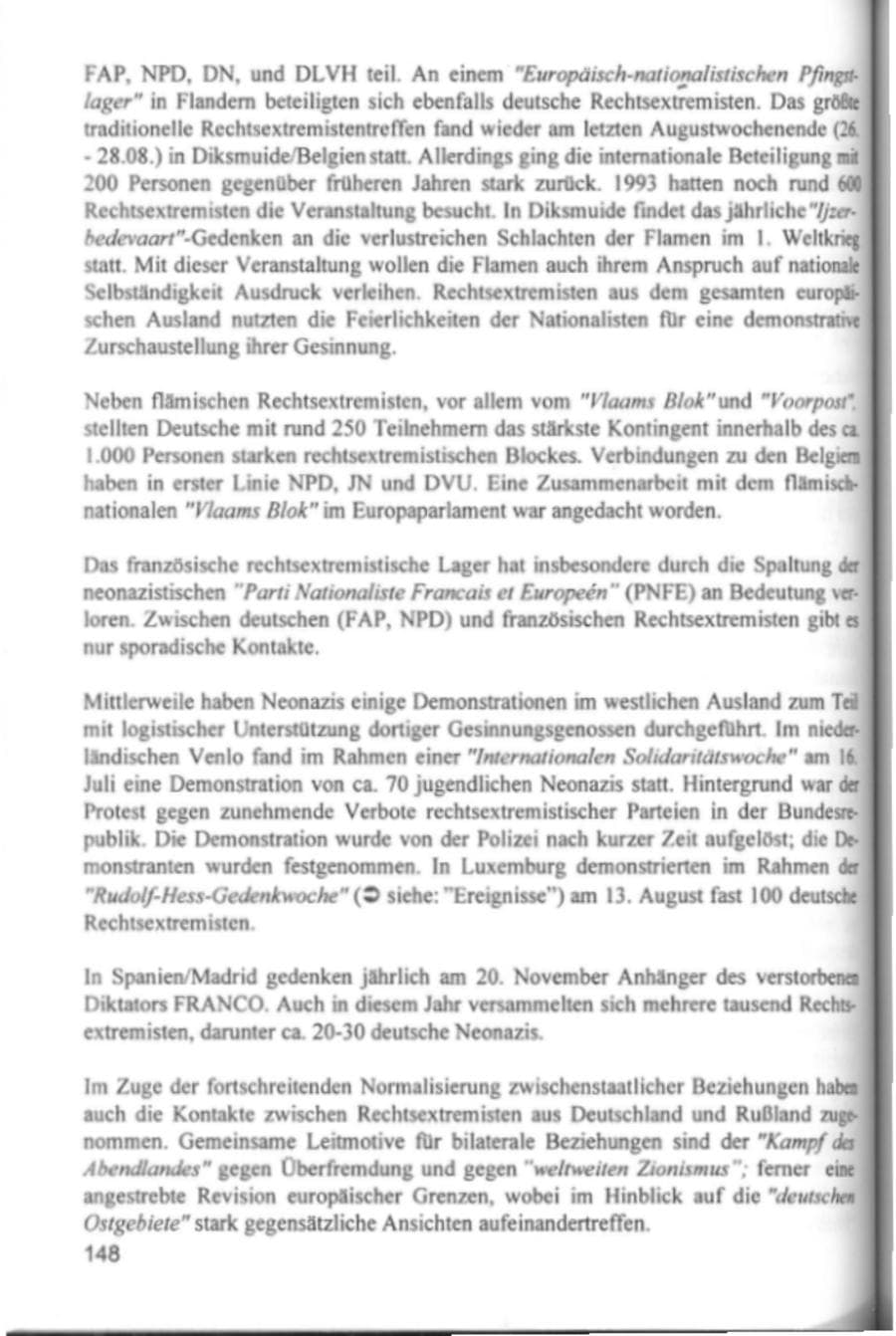 Seite 151 des Verfassungsschutzbericht 1994 Hamburg