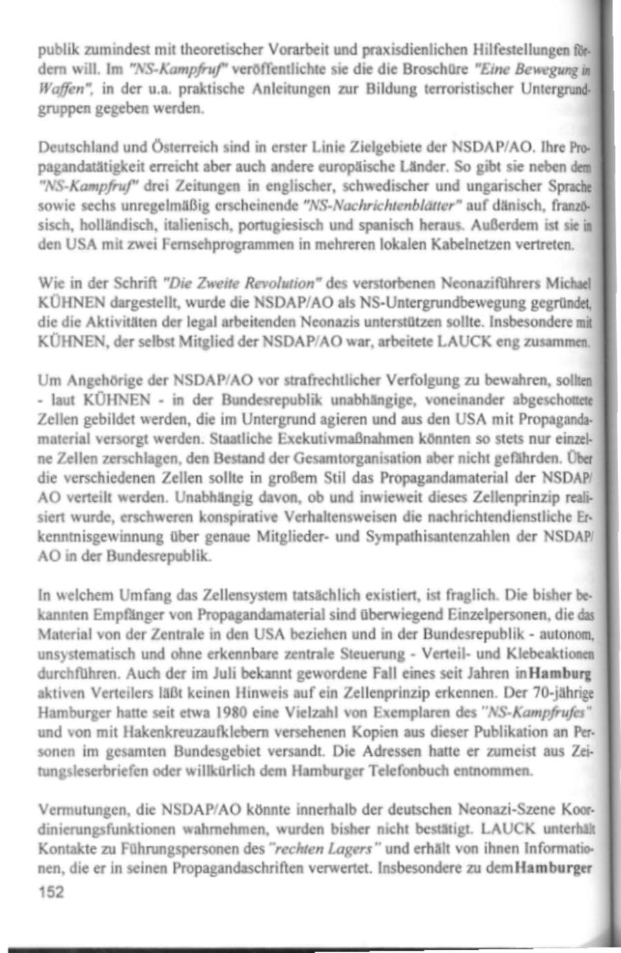 Seite 155 des Verfassungsschutzbericht 1994 Hamburg