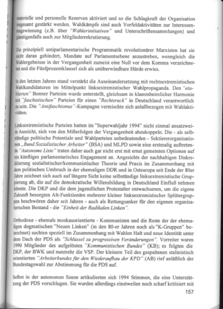 Seite 160 des Verfassungsschutzbericht 1994 Hamburg