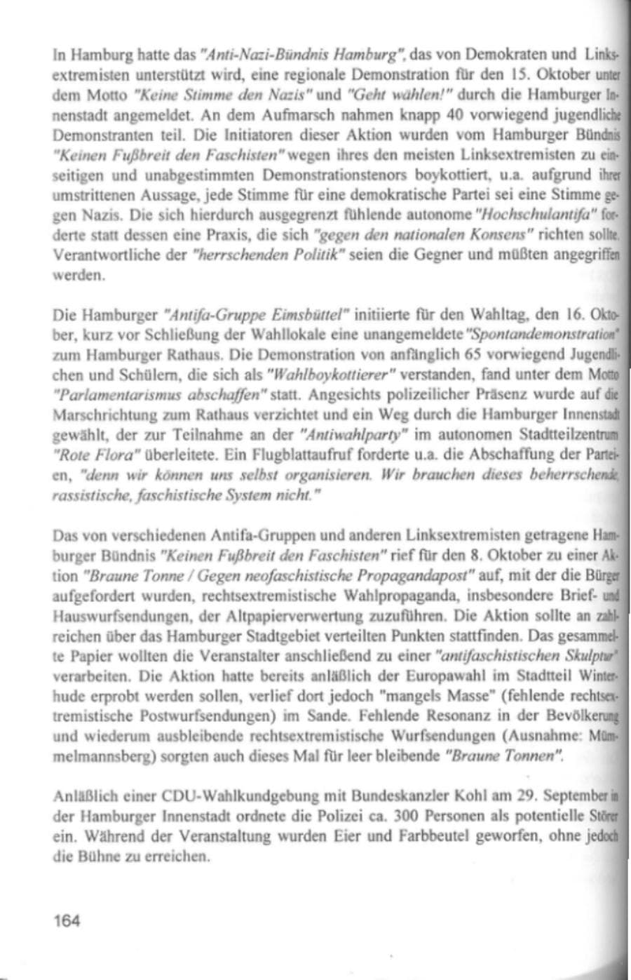 Seite 167 des Verfassungsschutzbericht 1994 Hamburg