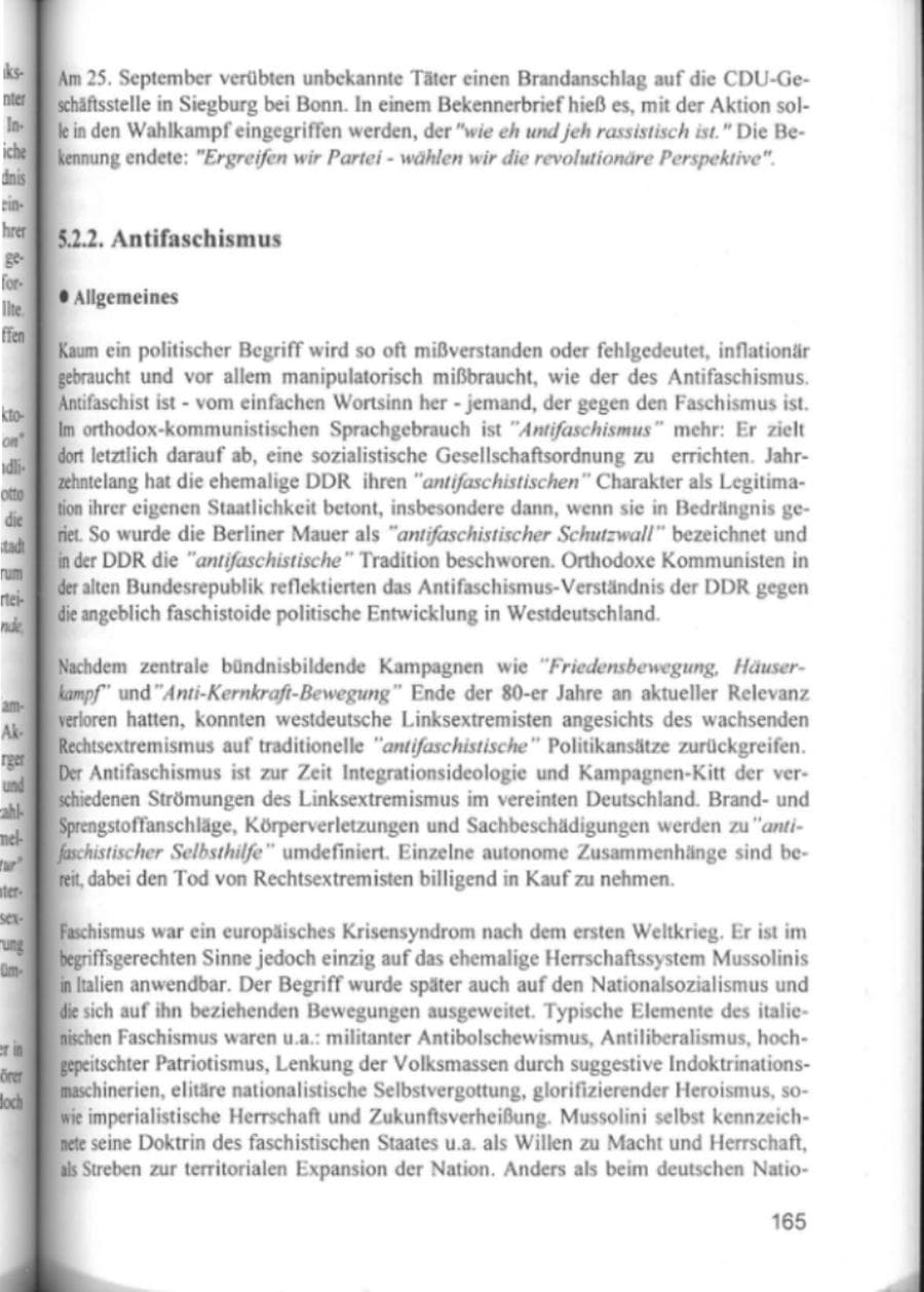 Seite 168 des Verfassungsschutzbericht 1994 Hamburg