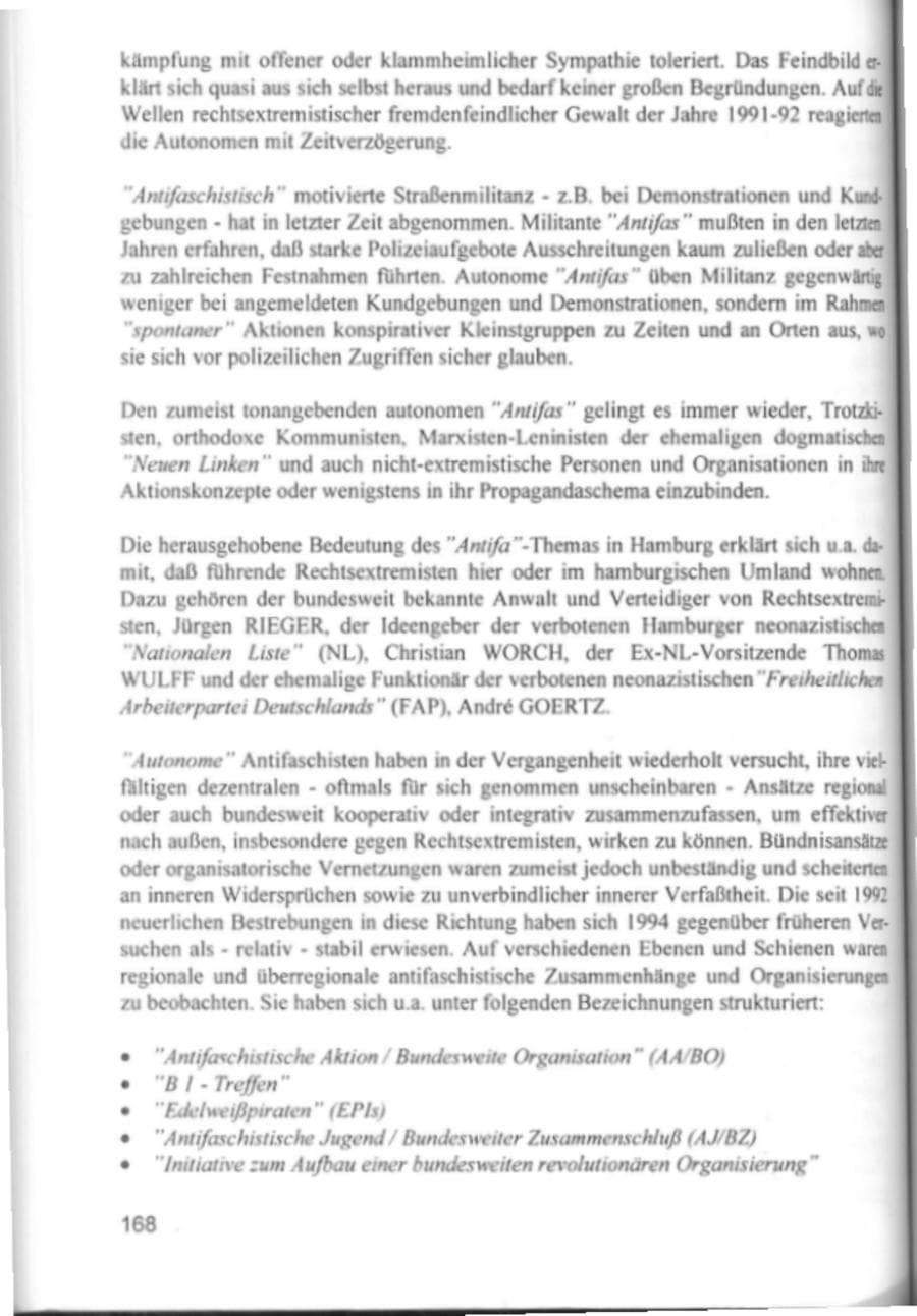 Seite 171 des Verfassungsschutzbericht 1994 Hamburg