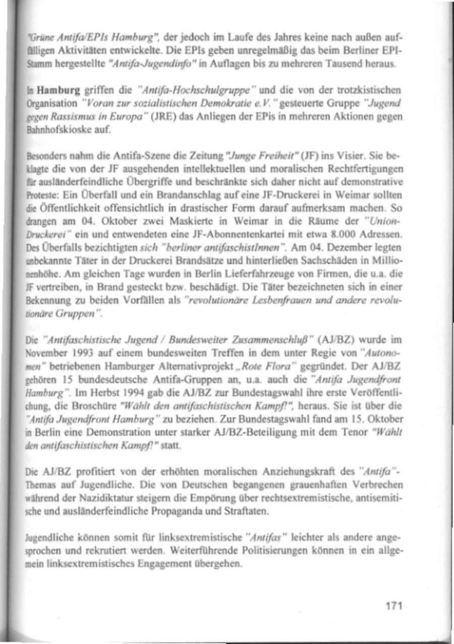 Seite 174 des Verfassungsschutzbericht 1994 Hamburg