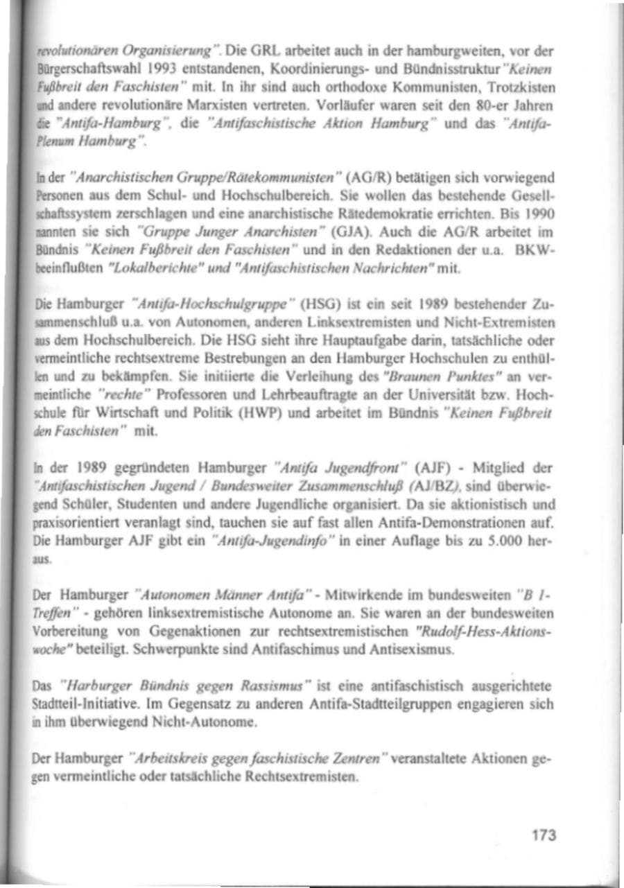 Seite 176 des Verfassungsschutzbericht 1994 Hamburg