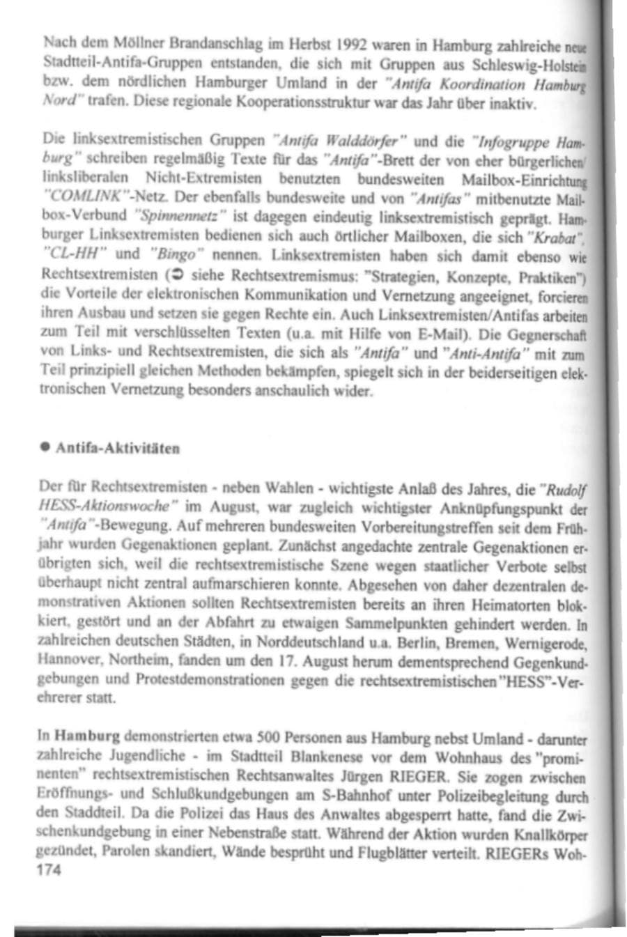 Seite 177 des Verfassungsschutzbericht 1994 Hamburg