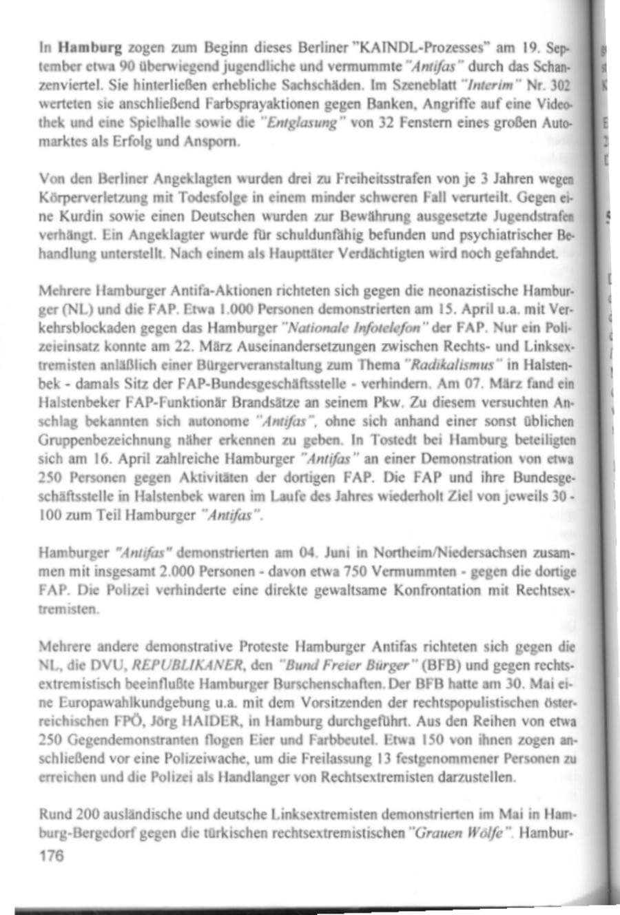Seite 179 des Verfassungsschutzbericht 1994 Hamburg