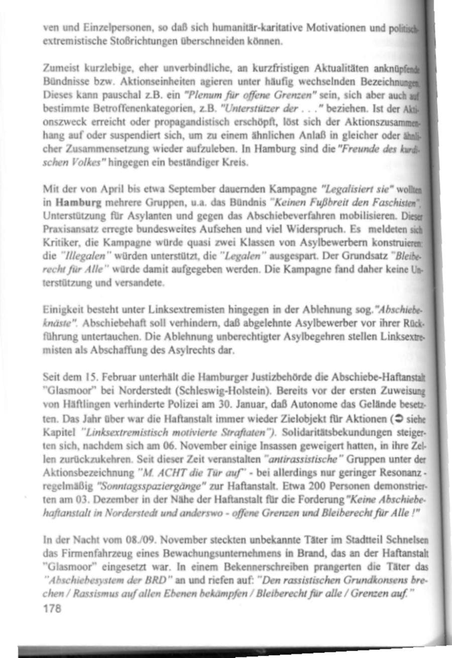Seite 181 des Verfassungsschutzbericht 1994 Hamburg