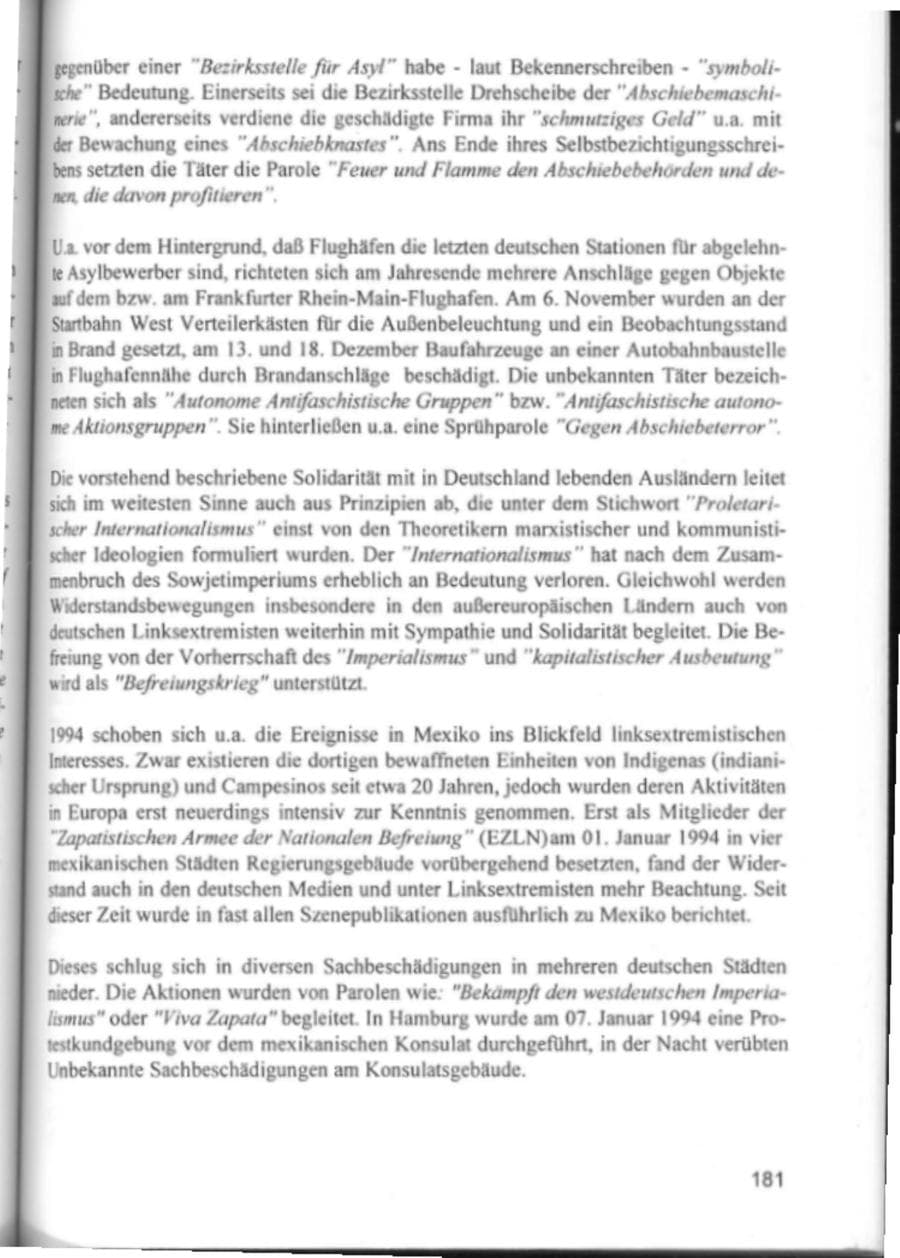 Seite 184 des Verfassungsschutzbericht 1994 Hamburg