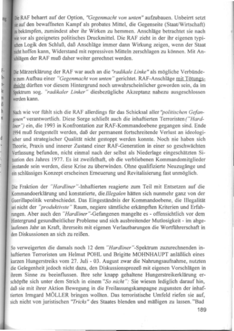 Seite 192 des Verfassungsschutzbericht 1994 Hamburg