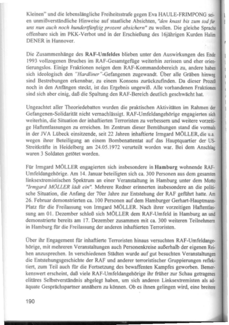 Seite 193 des Verfassungsschutzbericht 1994 Hamburg