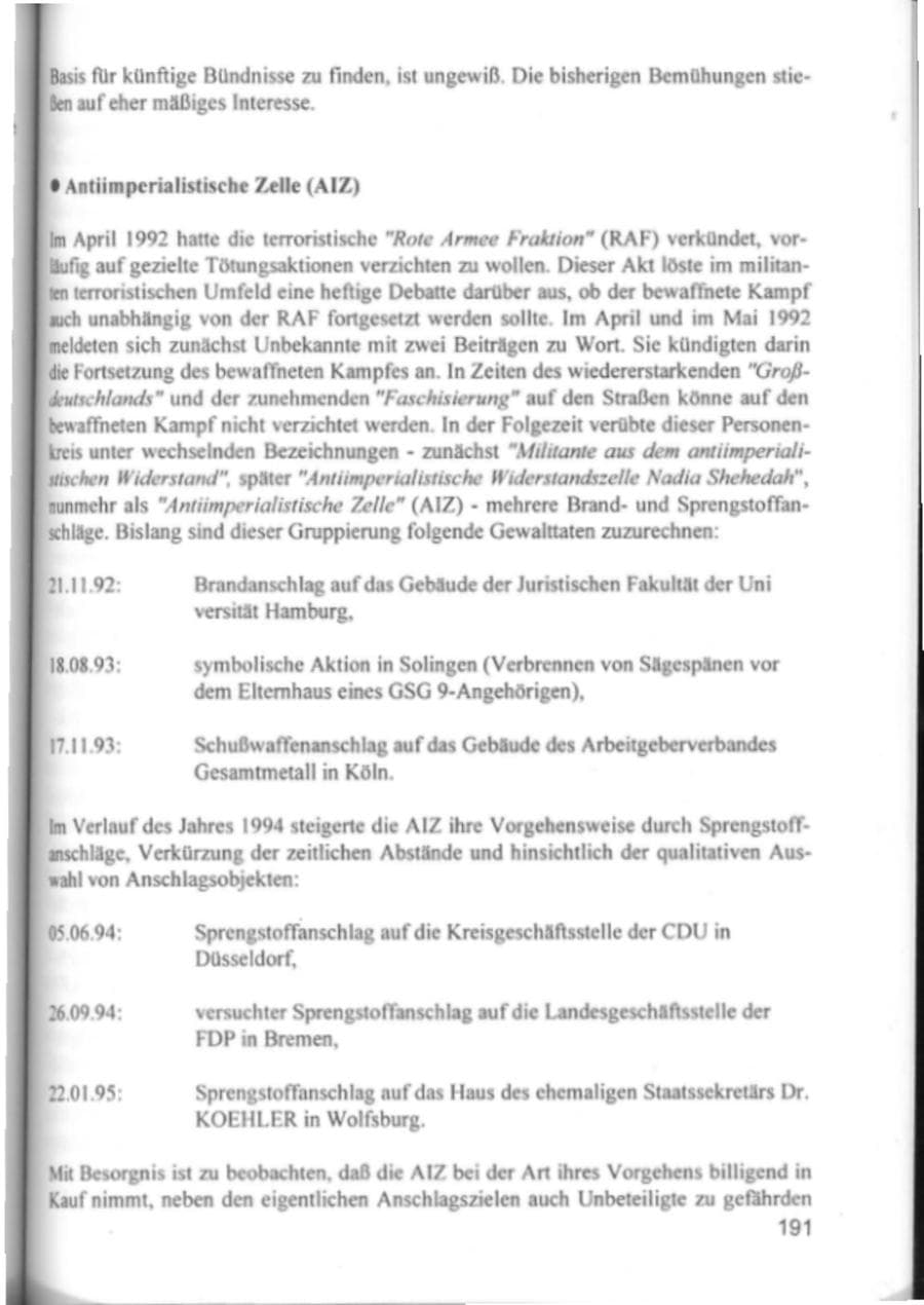 Seite 194 des Verfassungsschutzbericht 1994 Hamburg