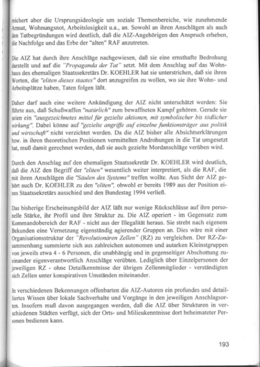 Seite 196 des Verfassungsschutzbericht 1994 Hamburg