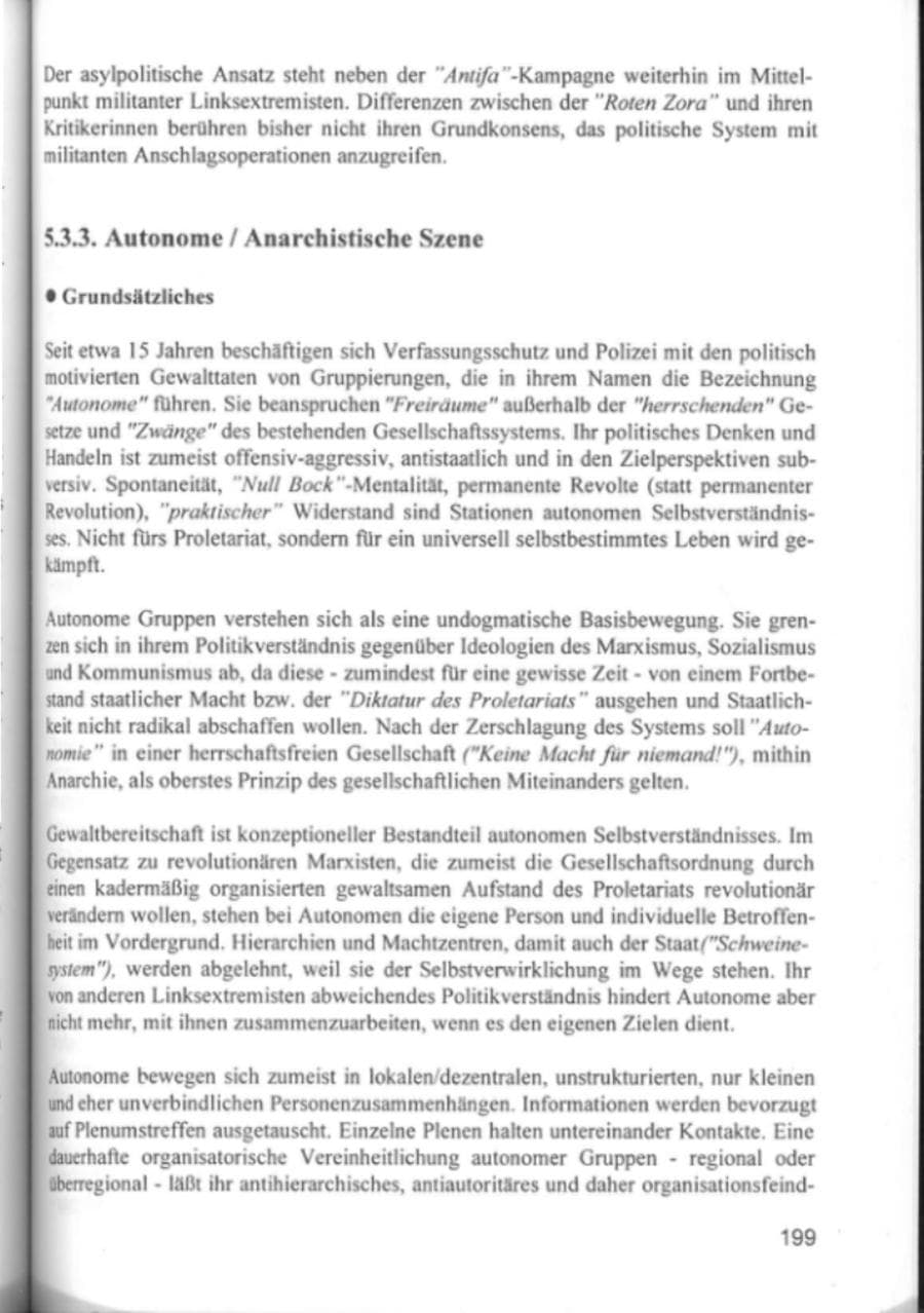 Seite 202 des Verfassungsschutzbericht 1994 Hamburg