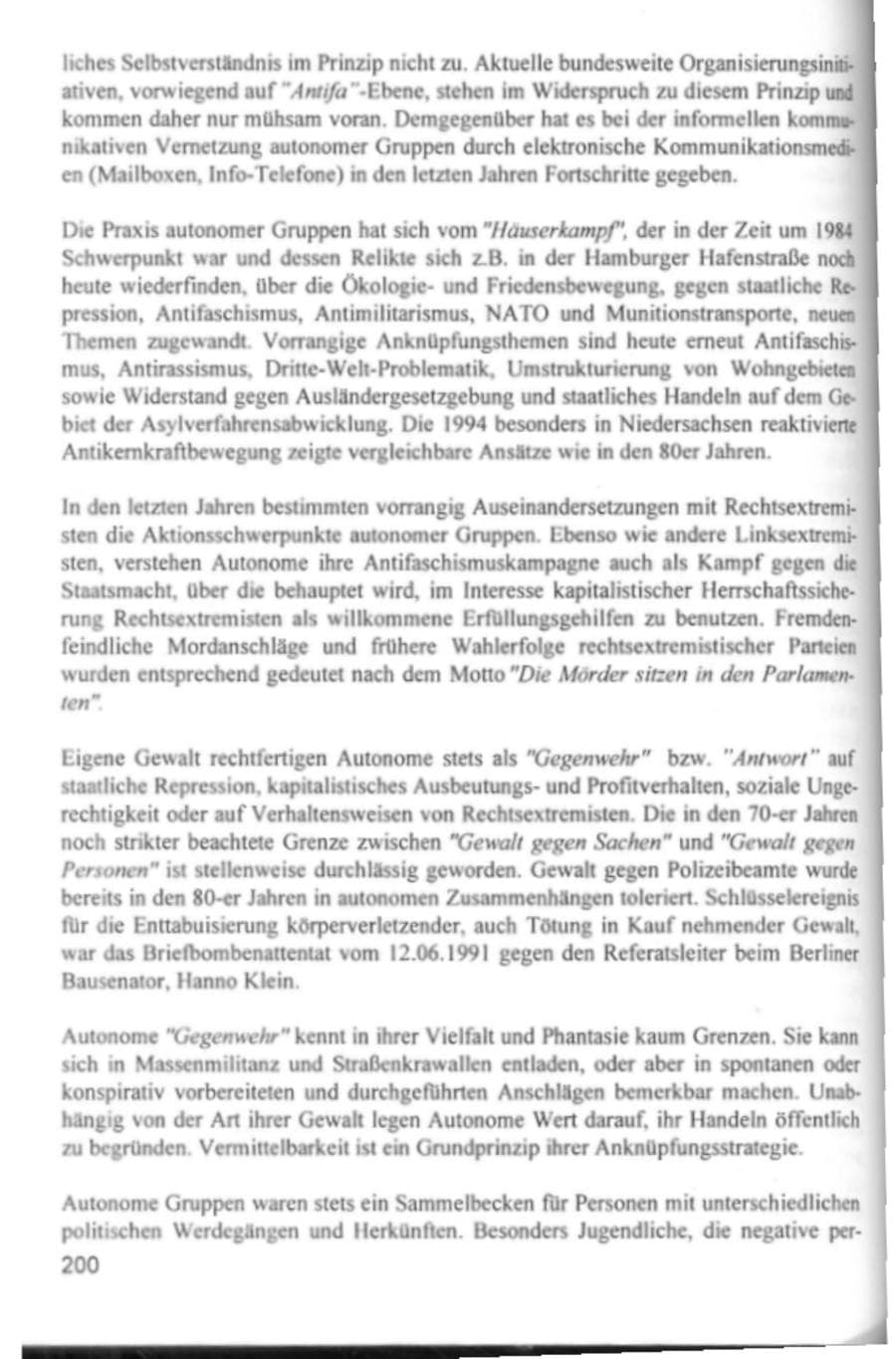 Seite 203 des Verfassungsschutzbericht 1994 Hamburg