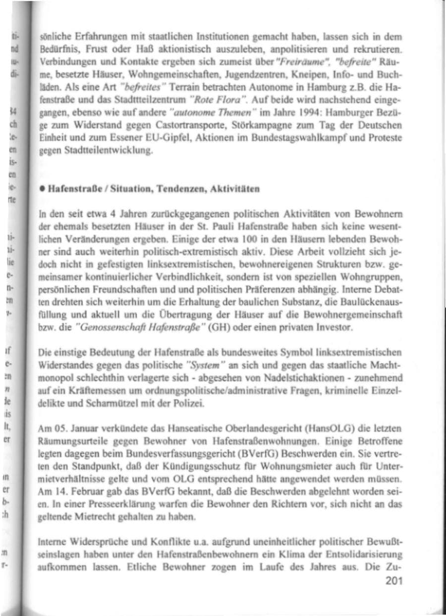 Seite 204 des Verfassungsschutzbericht 1994 Hamburg