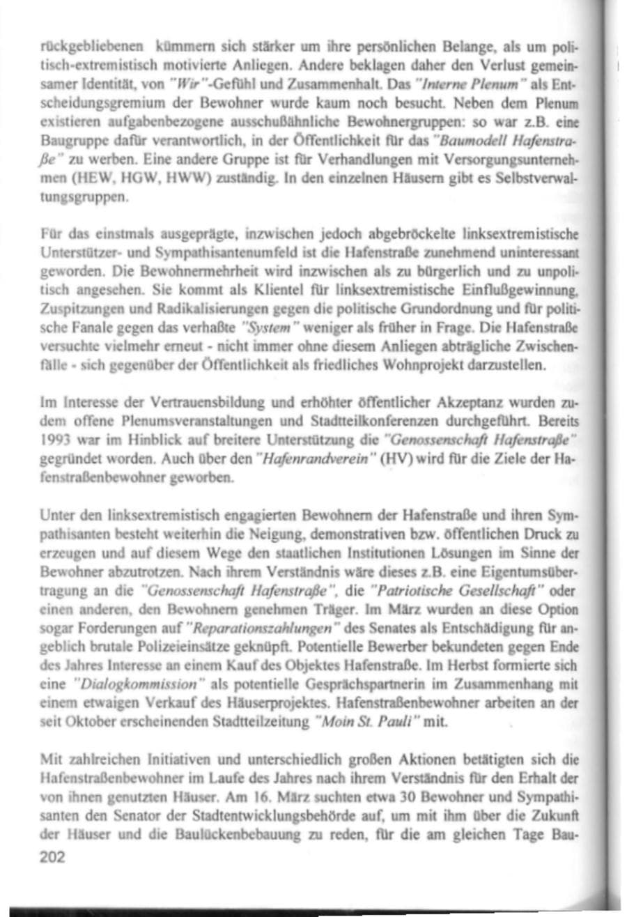 Seite 205 des Verfassungsschutzbericht 1994 Hamburg