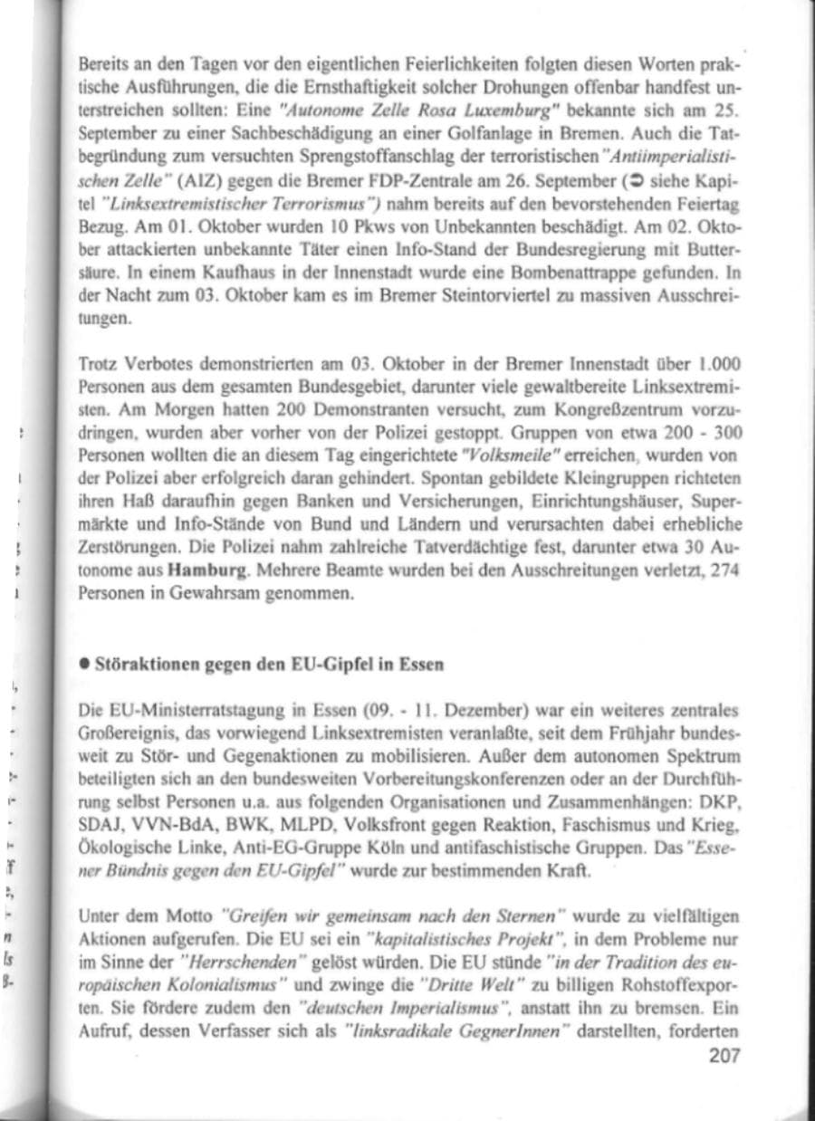 Seite 210 des Verfassungsschutzbericht 1994 Hamburg