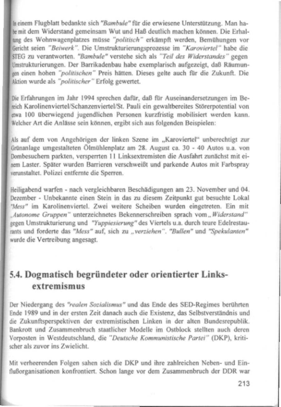 Seite 216 des Verfassungsschutzbericht 1994 Hamburg