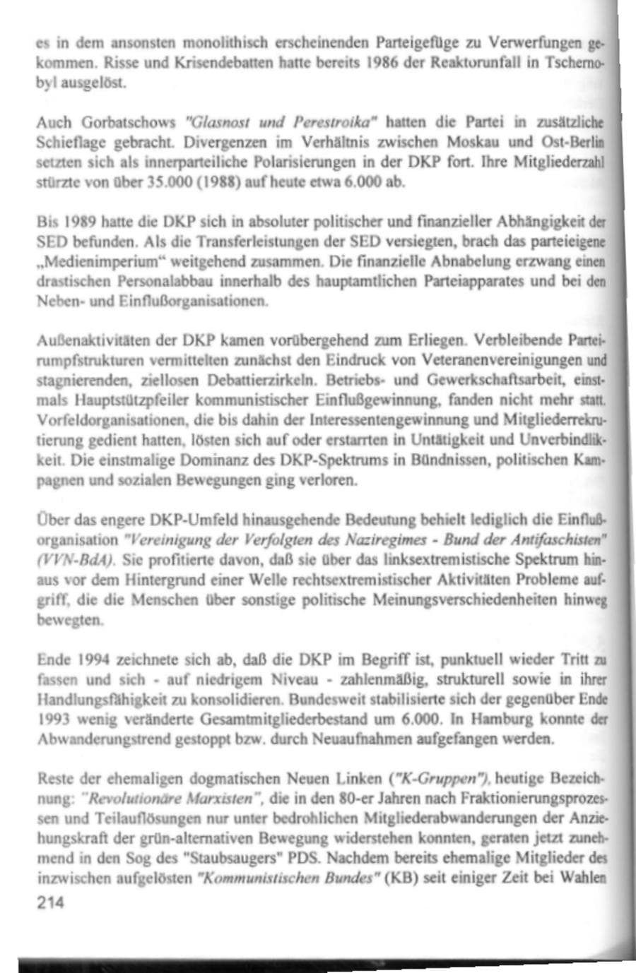 Seite 217 des Verfassungsschutzbericht 1994 Hamburg