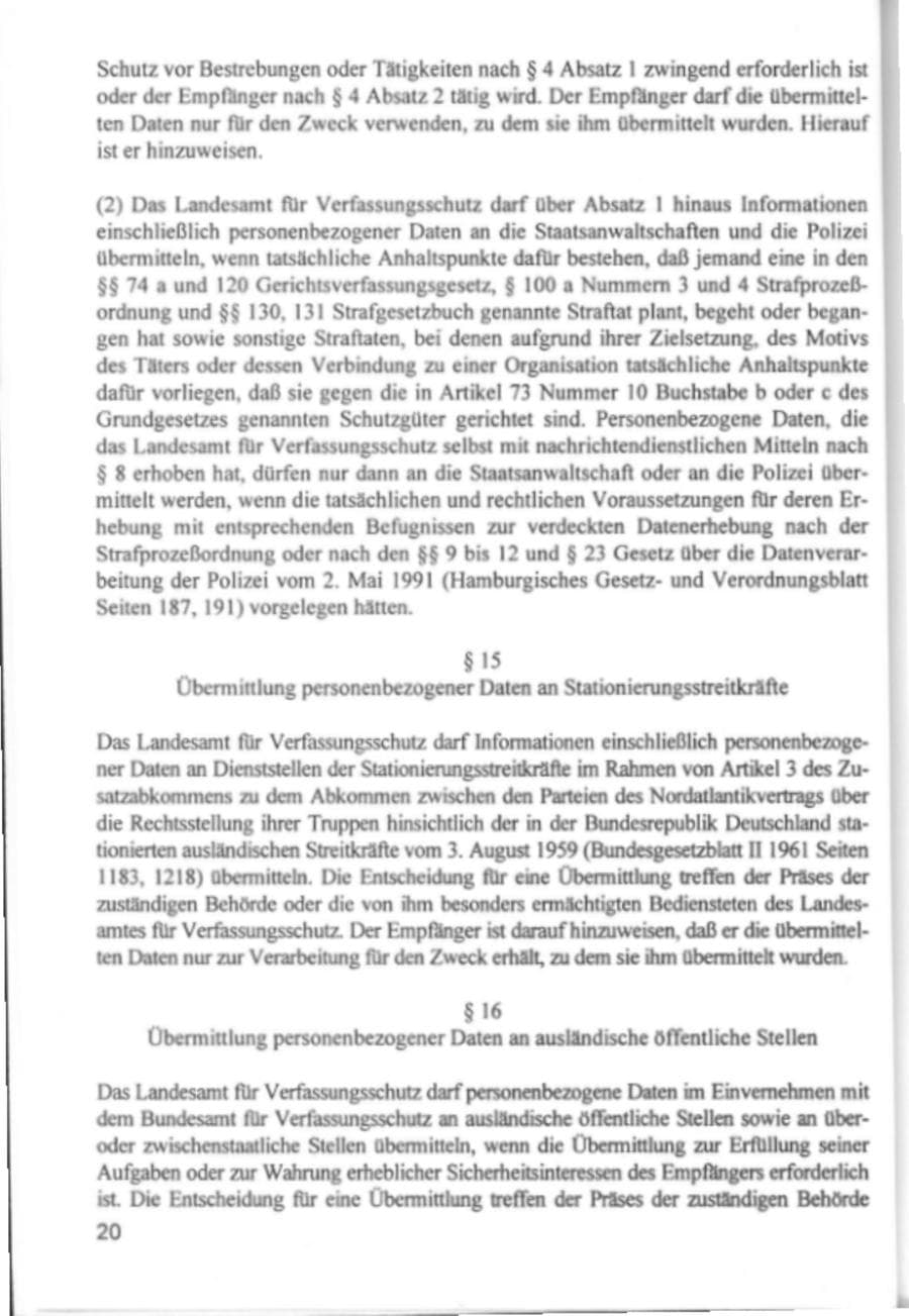 Seite 23 des Verfassungsschutzbericht 1994 Hamburg