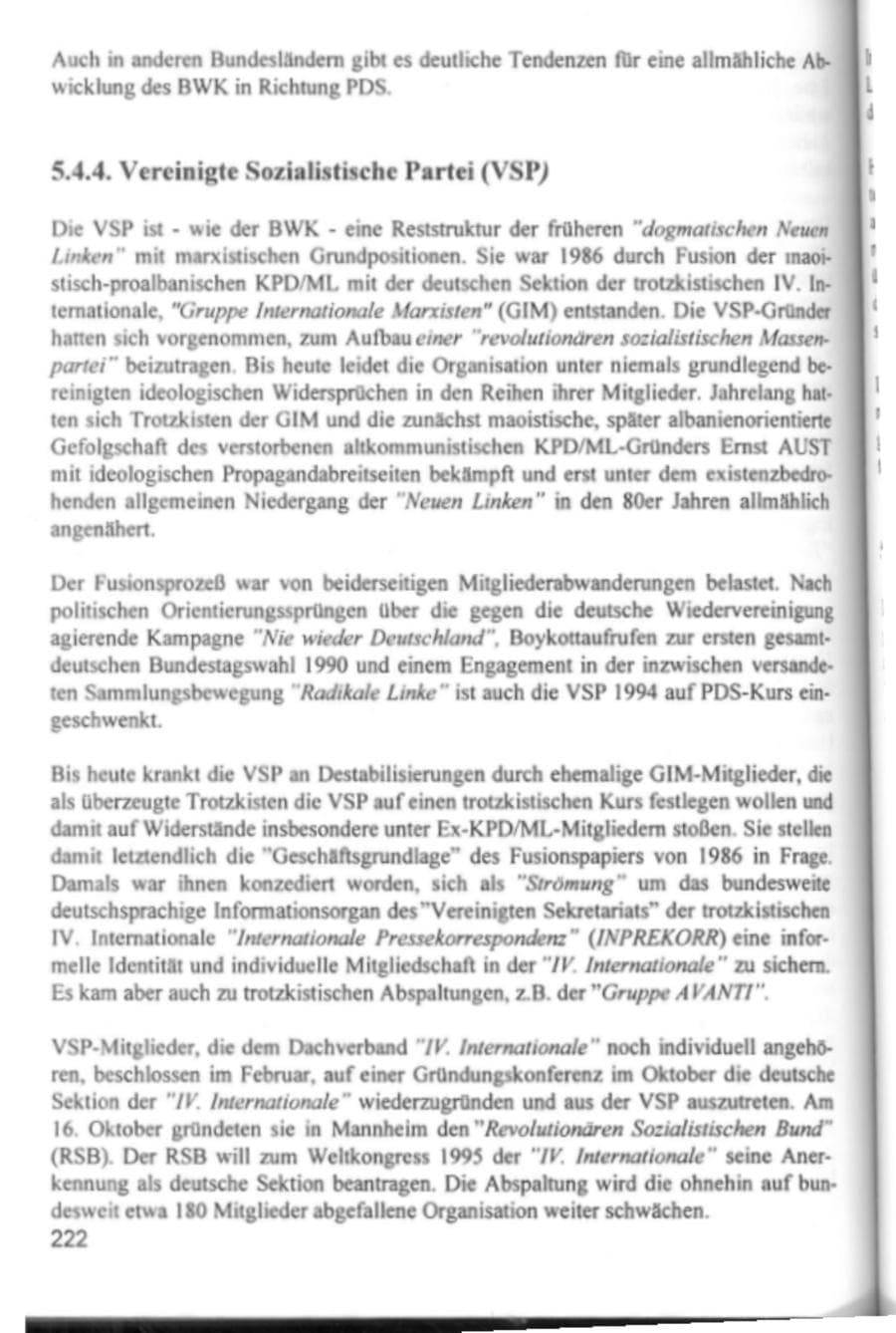 Seite 225 des Verfassungsschutzbericht 1994 Hamburg