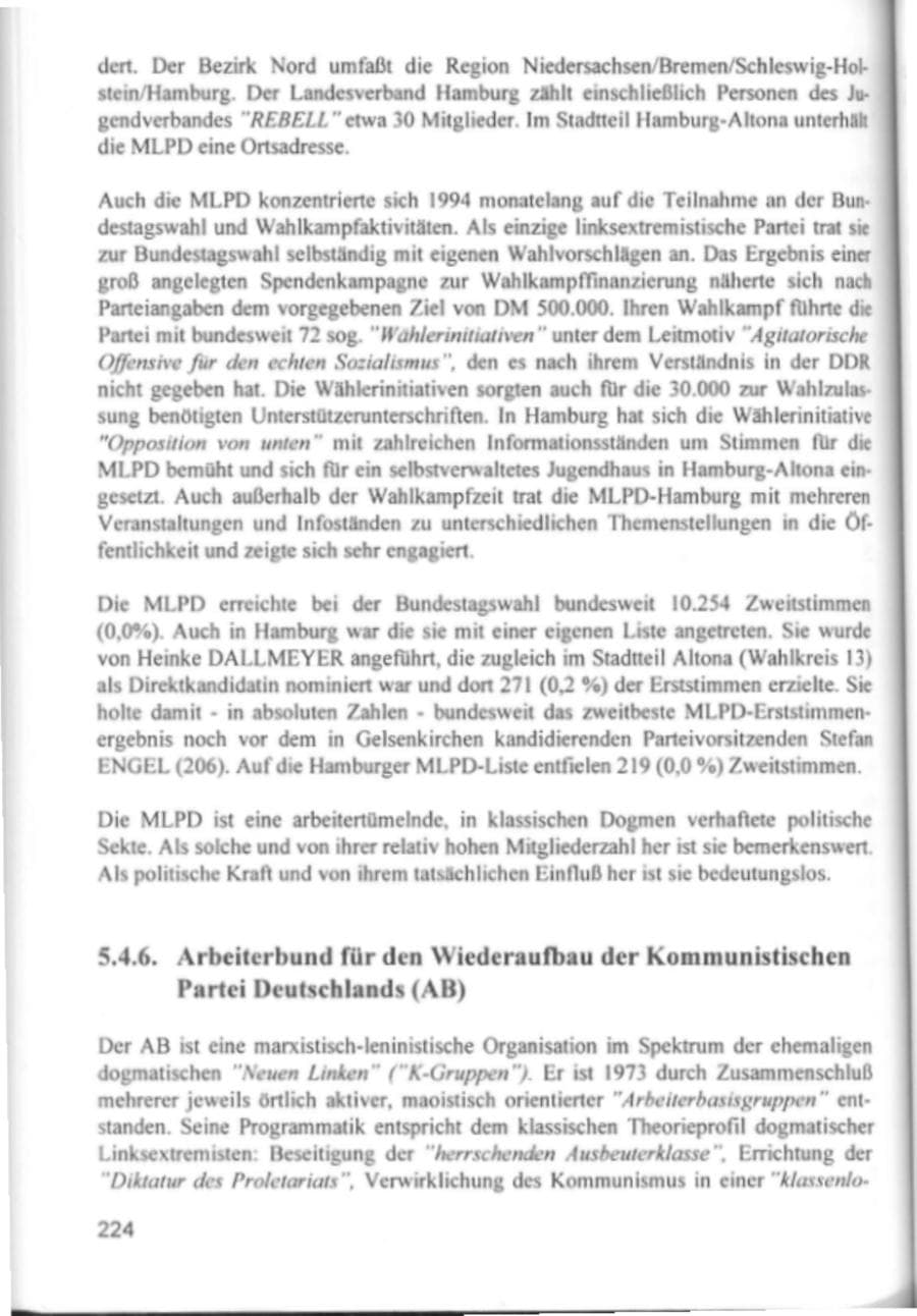 Seite 227 des Verfassungsschutzbericht 1994 Hamburg