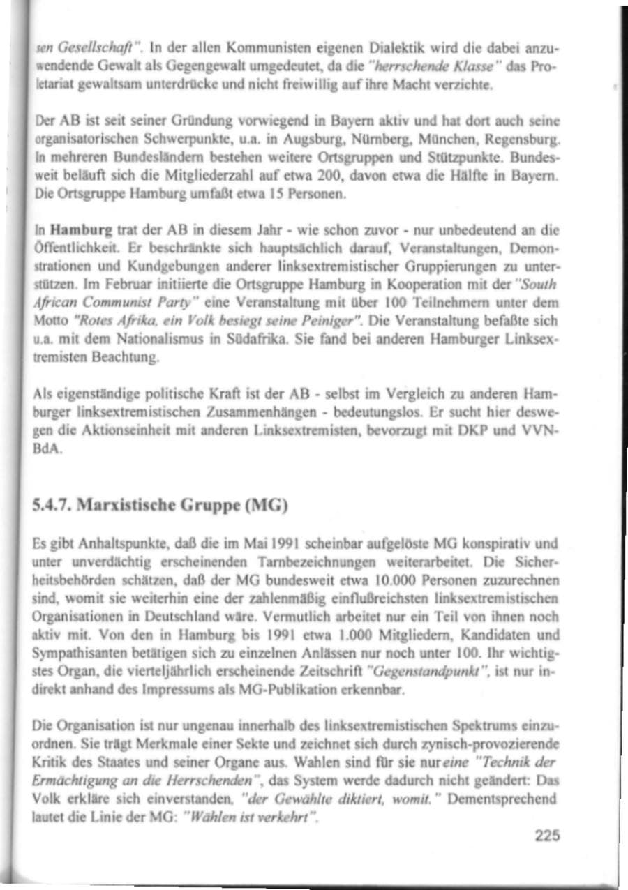 Seite 228 des Verfassungsschutzbericht 1994 Hamburg