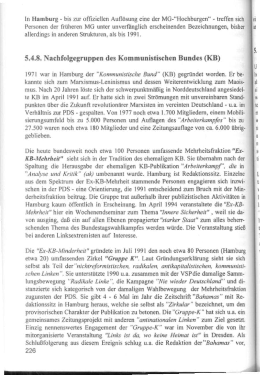Seite 229 des Verfassungsschutzbericht 1994 Hamburg