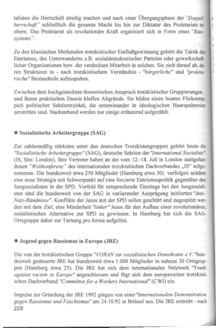 Seite 231 des Verfassungsschutzbericht 1994 Hamburg