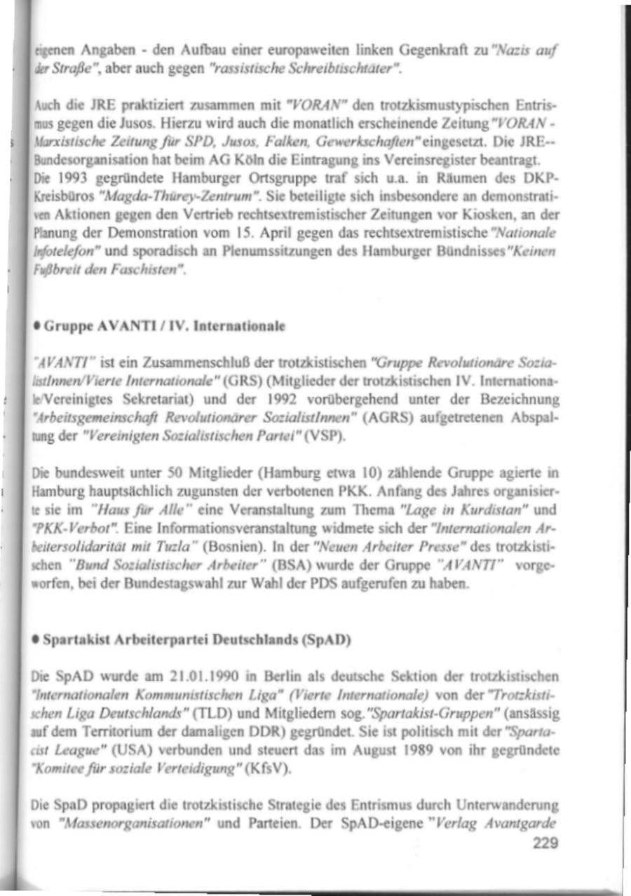 Seite 232 des Verfassungsschutzbericht 1994 Hamburg