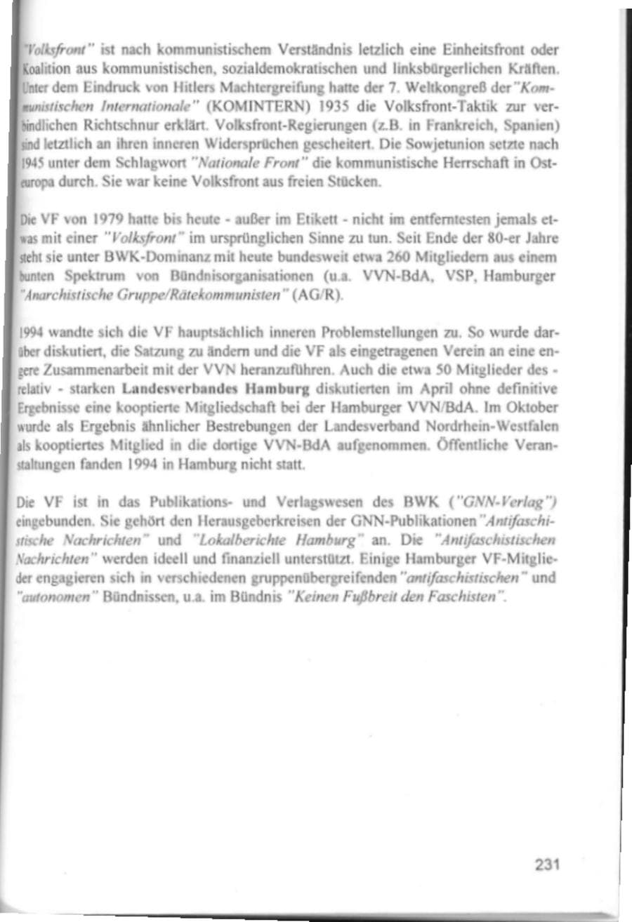 Seite 234 des Verfassungsschutzbericht 1994 Hamburg