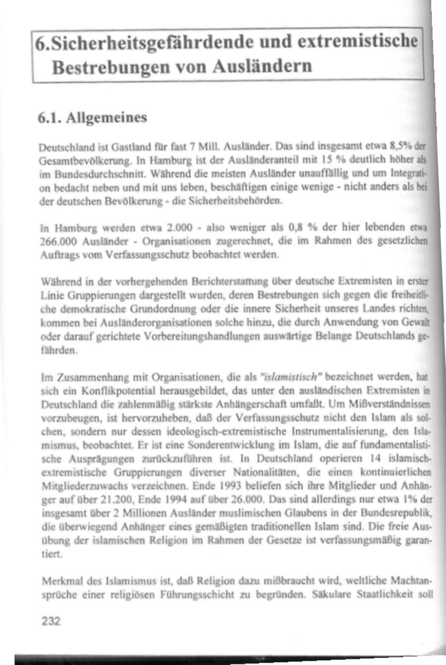 Seite 235 des Verfassungsschutzbericht 1994 Hamburg