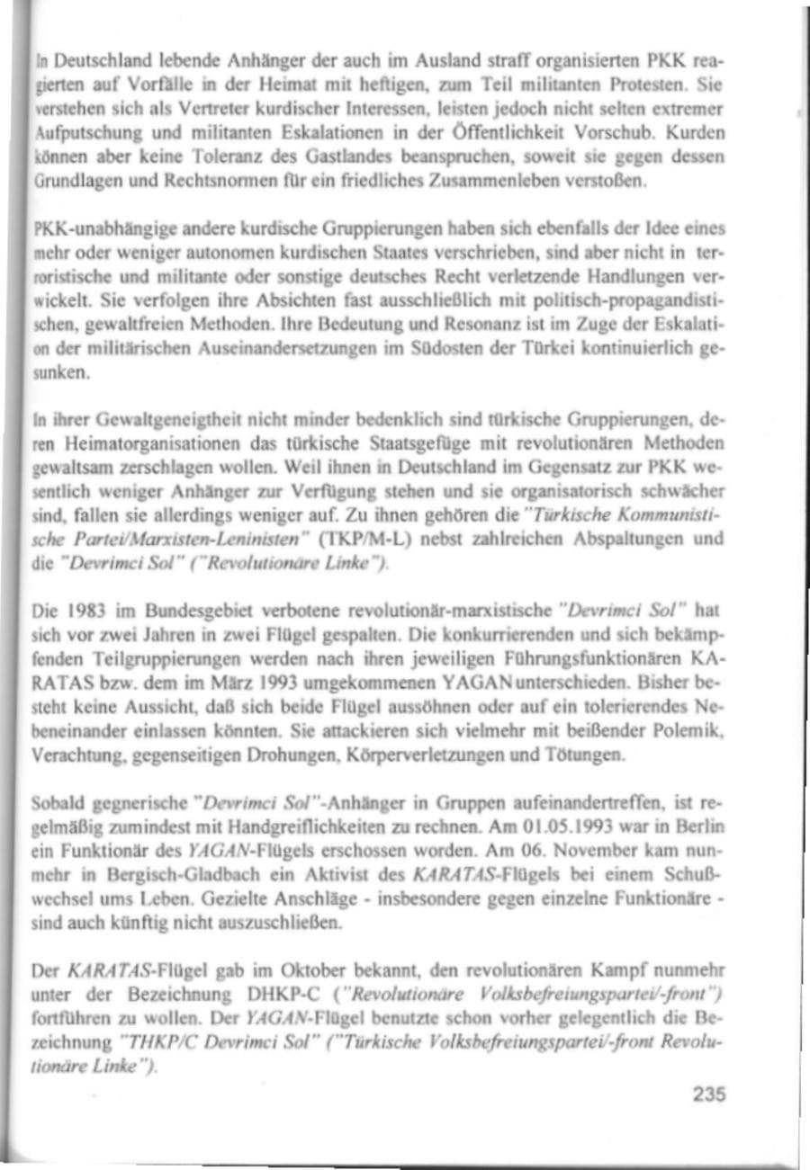 Seite 238 des Verfassungsschutzbericht 1994 Hamburg