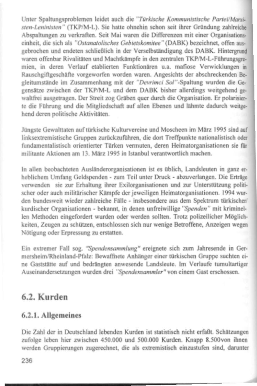Seite 239 des Verfassungsschutzbericht 1994 Hamburg