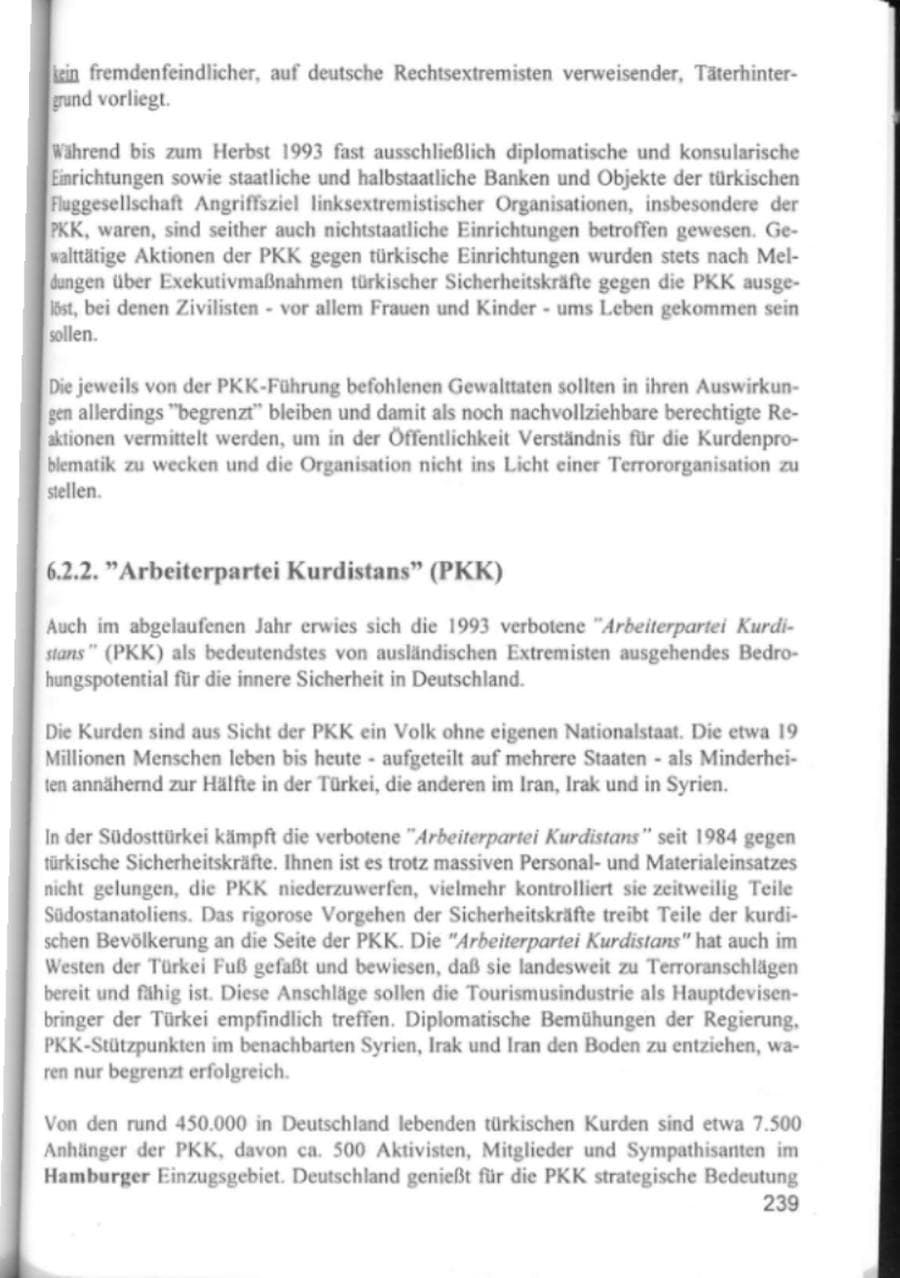 Seite 242 des Verfassungsschutzbericht 1994 Hamburg
