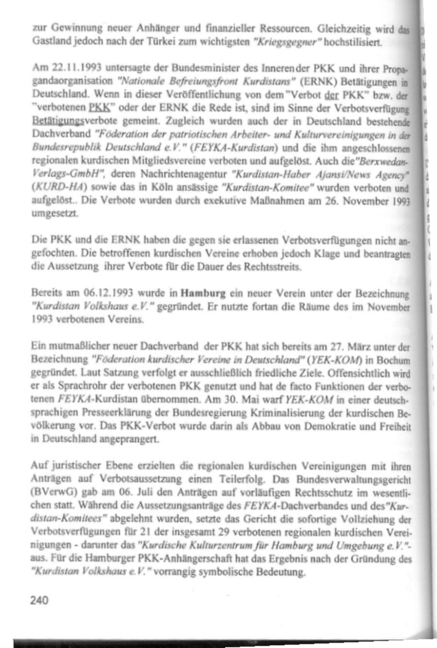 Seite 243 des Verfassungsschutzbericht 1994 Hamburg