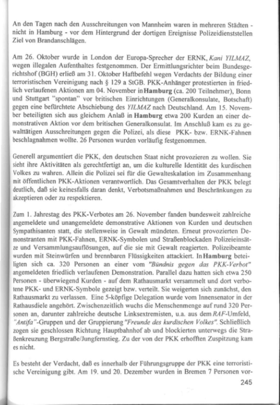 Seite 248 des Verfassungsschutzbericht 1994 Hamburg