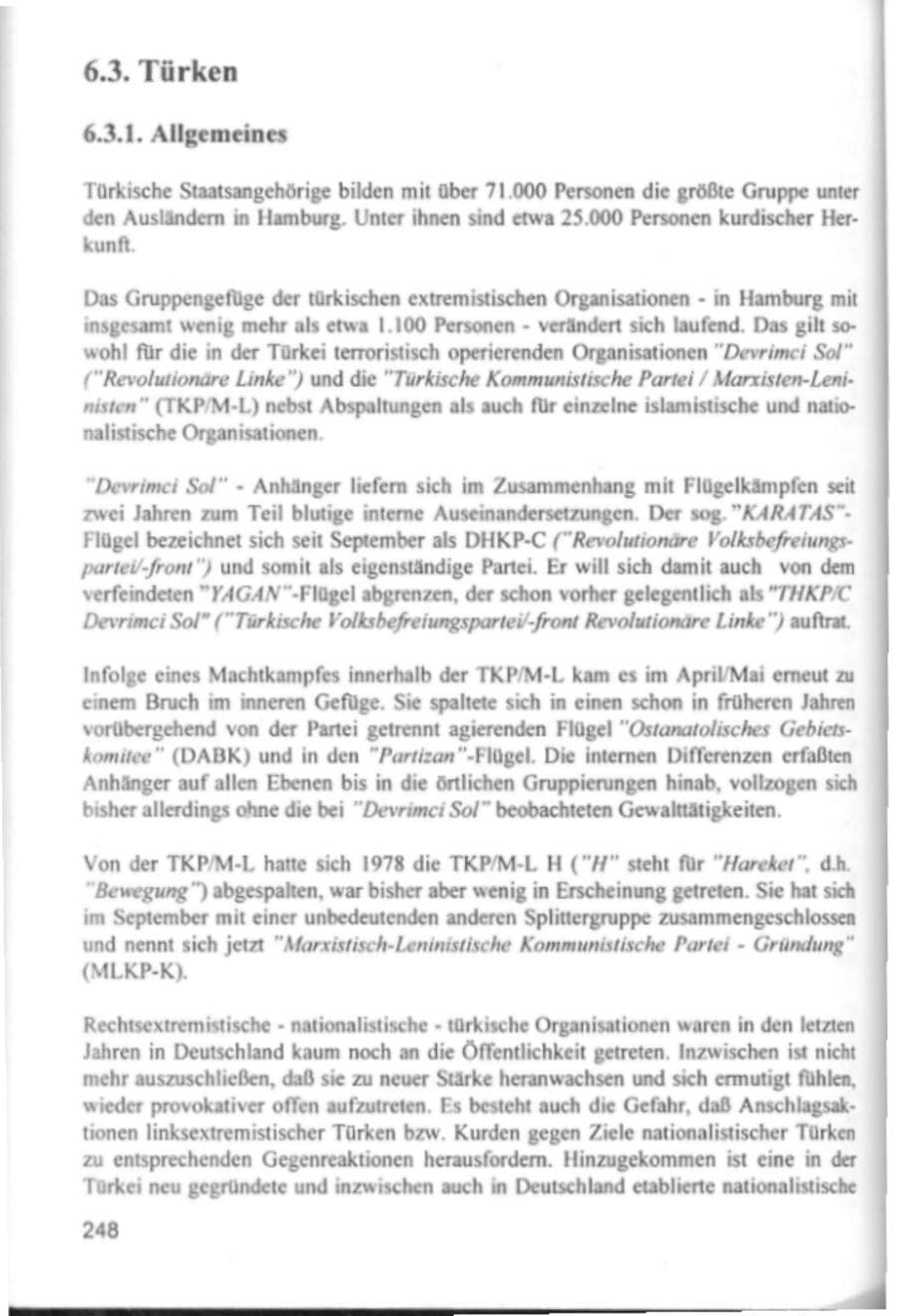 Seite 251 des Verfassungsschutzbericht 1994 Hamburg