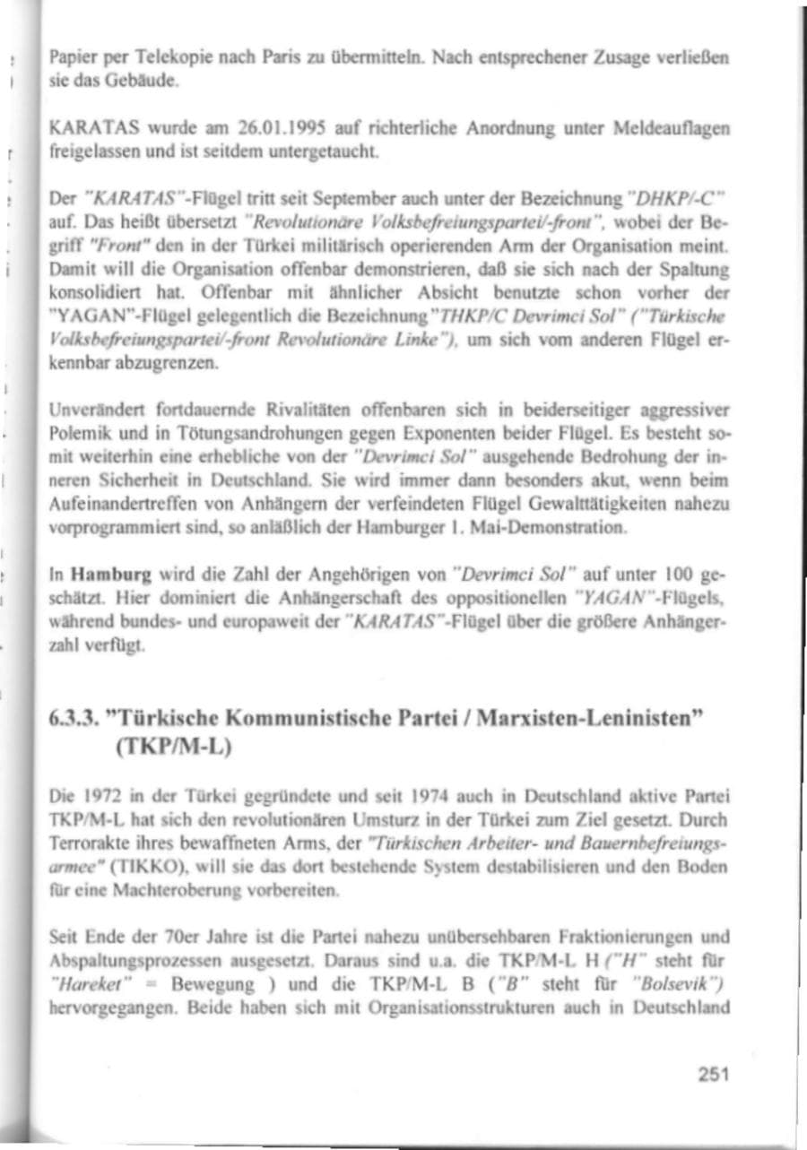 Seite 254 des Verfassungsschutzbericht 1994 Hamburg