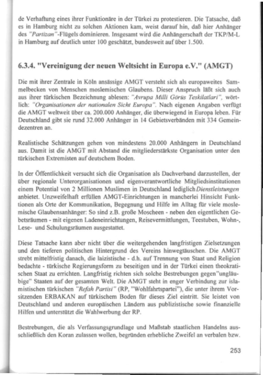 Seite 256 des Verfassungsschutzbericht 1994 Hamburg