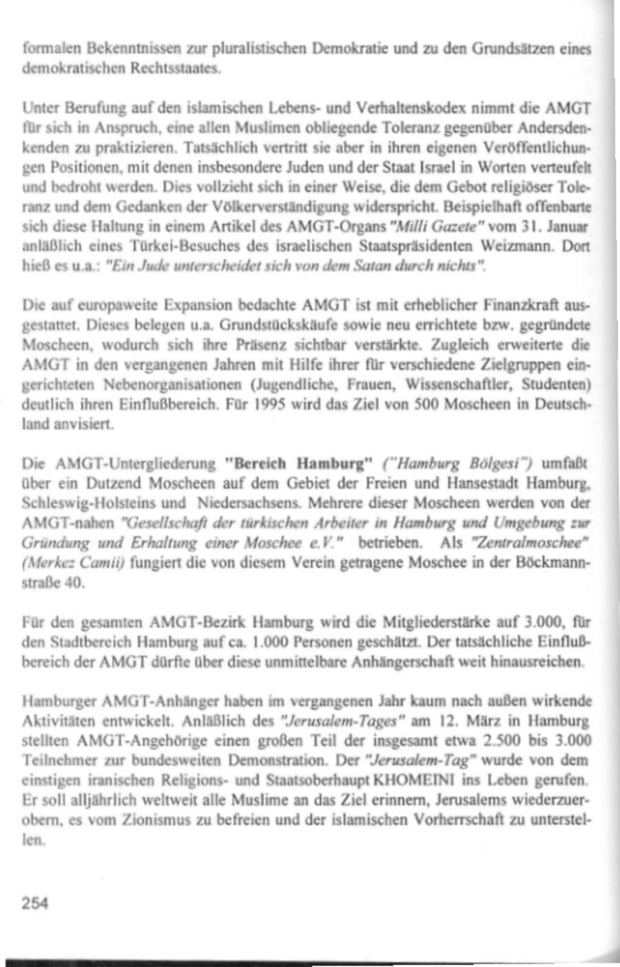 Seite 257 des Verfassungsschutzbericht 1994 Hamburg