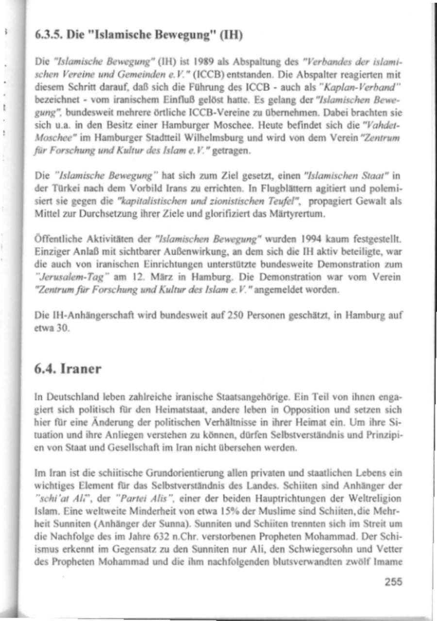 Seite 258 des Verfassungsschutzbericht 1994 Hamburg
